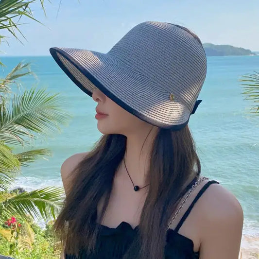 Women's Sun-Proof Straw Visor Hat for Protection