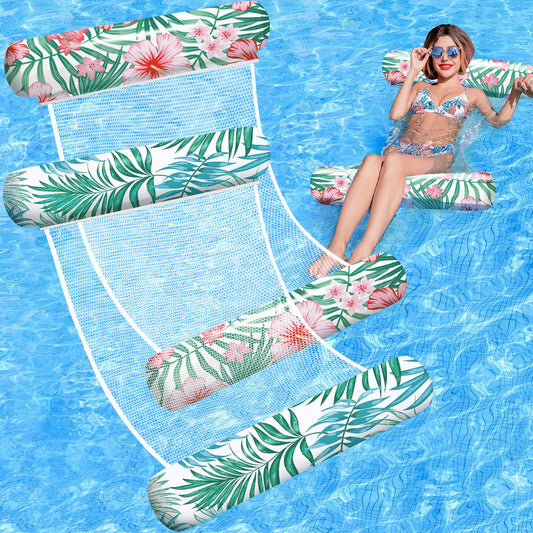 2-Pack Inflatable Pool Floats – 4-in-1 Lounger Hammocks