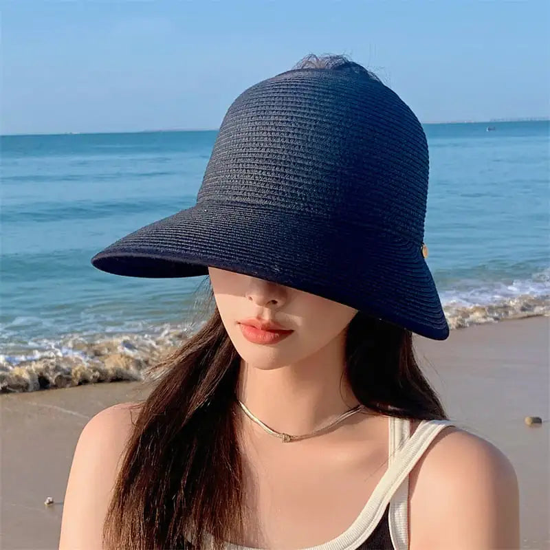 Women's Sun-Proof Straw Visor Hat for Protection