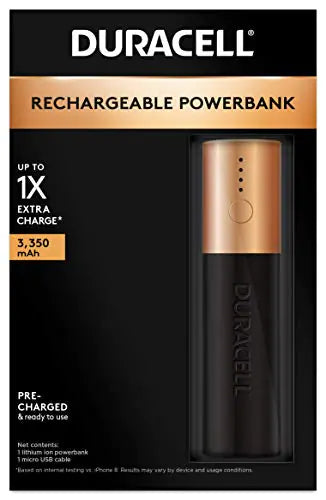 Duracell 3350mAh Rechargeable Power Bank – 1-Day Portable Charger