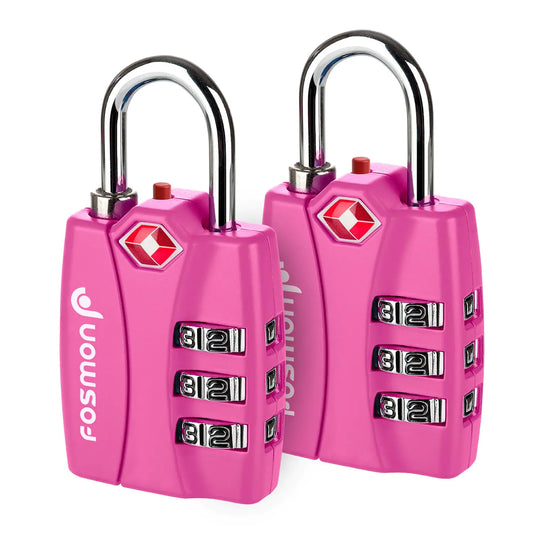Fosmon TSA Pink 3-Digit Combination Luggage Locks - 2 Pack