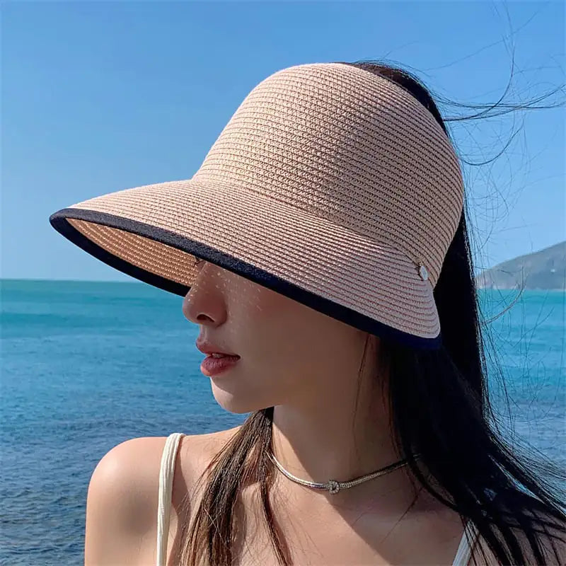 Women's Sun-Proof Straw Visor Hat for Protection