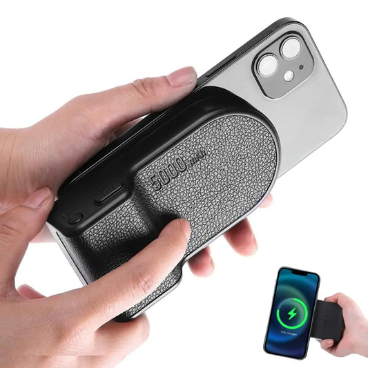 INOVAGEN Magnetic Selfie Grip with Built-in Power Bank – 5000mAh, Wireless Charging, Bluetooth Camera Handle