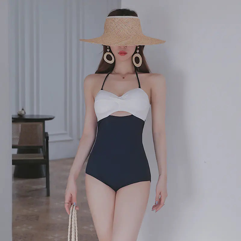 Color Matching Backless Slimming Swimwear