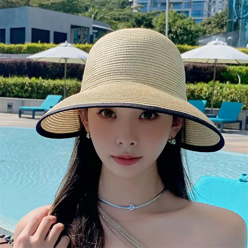 Women's Sun-Proof Straw Visor Hat for Protection