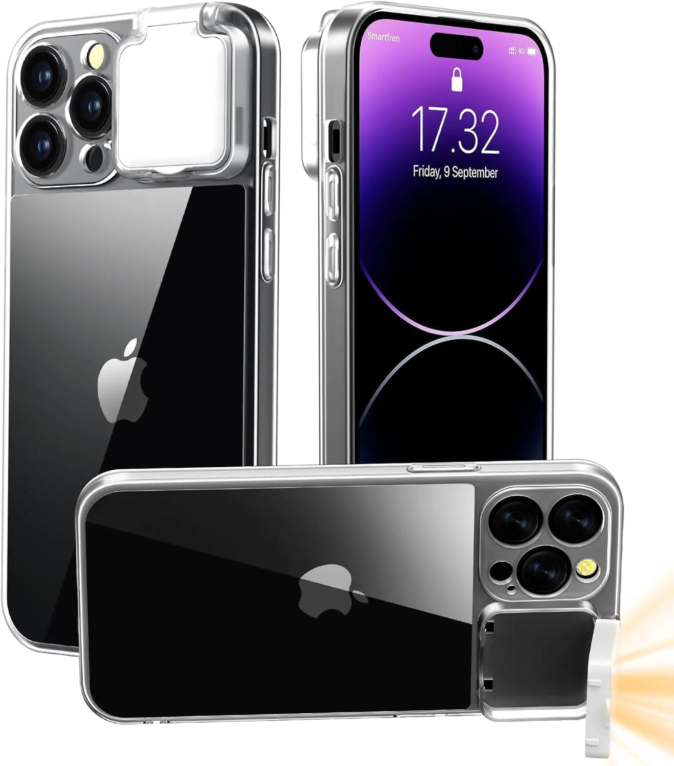 AJDSE LED Selfie Light Case for iPhone 16 Pro Max – Rechargeable, Shockproof, 3 Brightness Modes