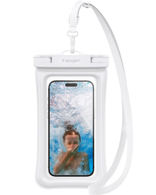 Spigen AquaShield Waterproof Floating Phone Pouch – IPX8, Universal Fit (White, 1-Pack)