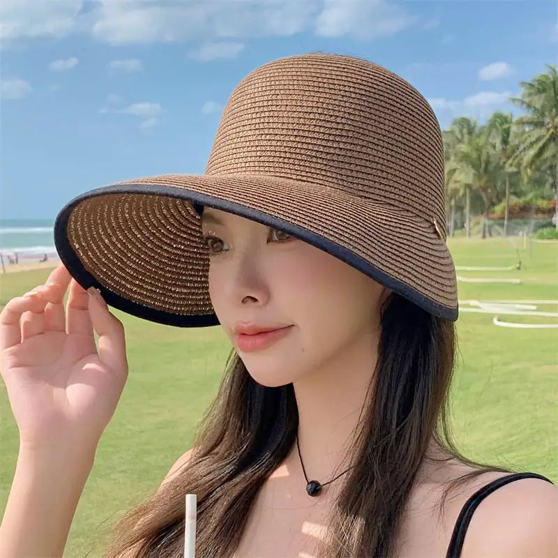 Women's Sun-Proof Straw Visor Hat for Protection