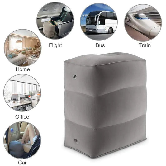Inflatable Foot Pad for Airplanes, Trains & Cars