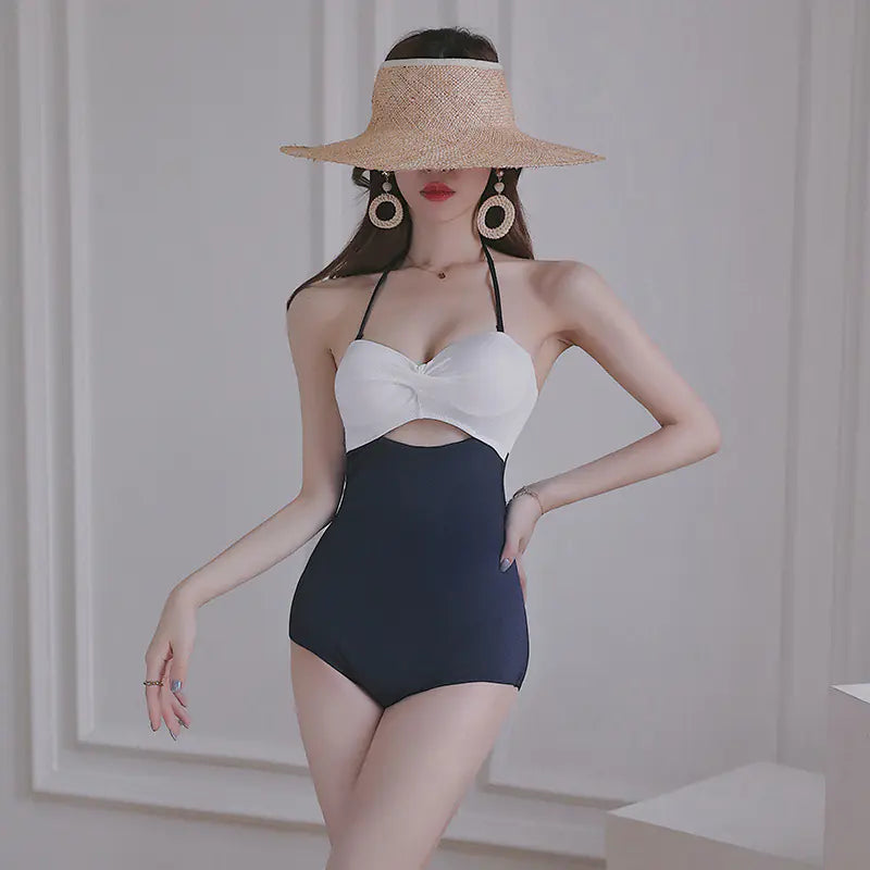 Color Matching Backless Slimming Swimwear