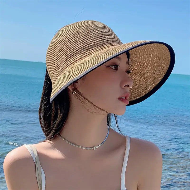 Women's Sun-Proof Straw Visor Hat for Protection