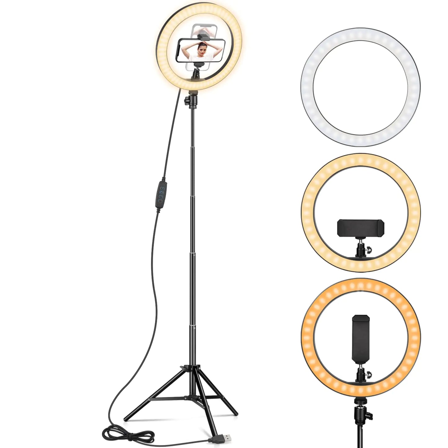 10" Ring Light with 67" Tripod & Mobile Mount for Streaming and Photography