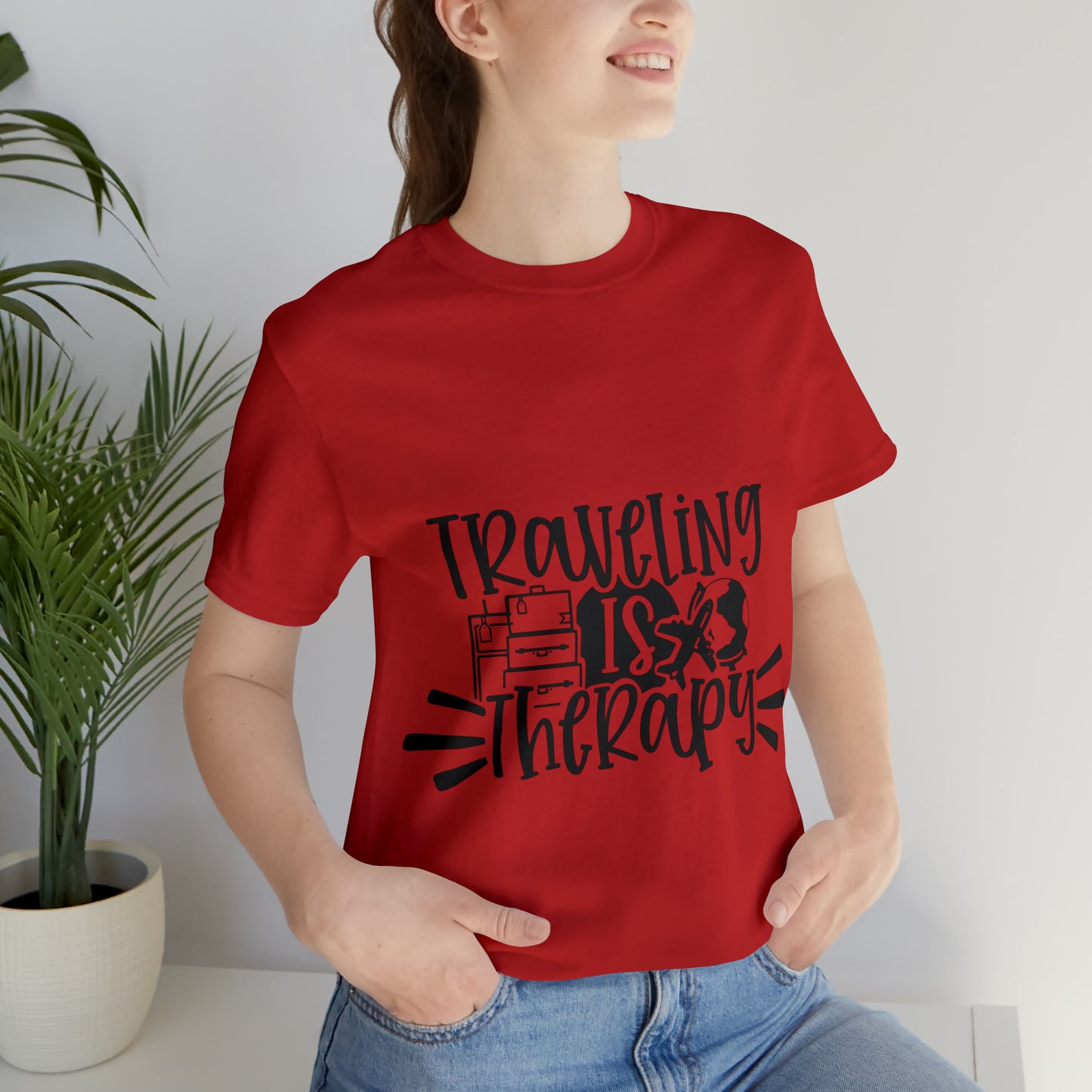 Unisex Traveling is therapy Jersey Short Sleeve Tee