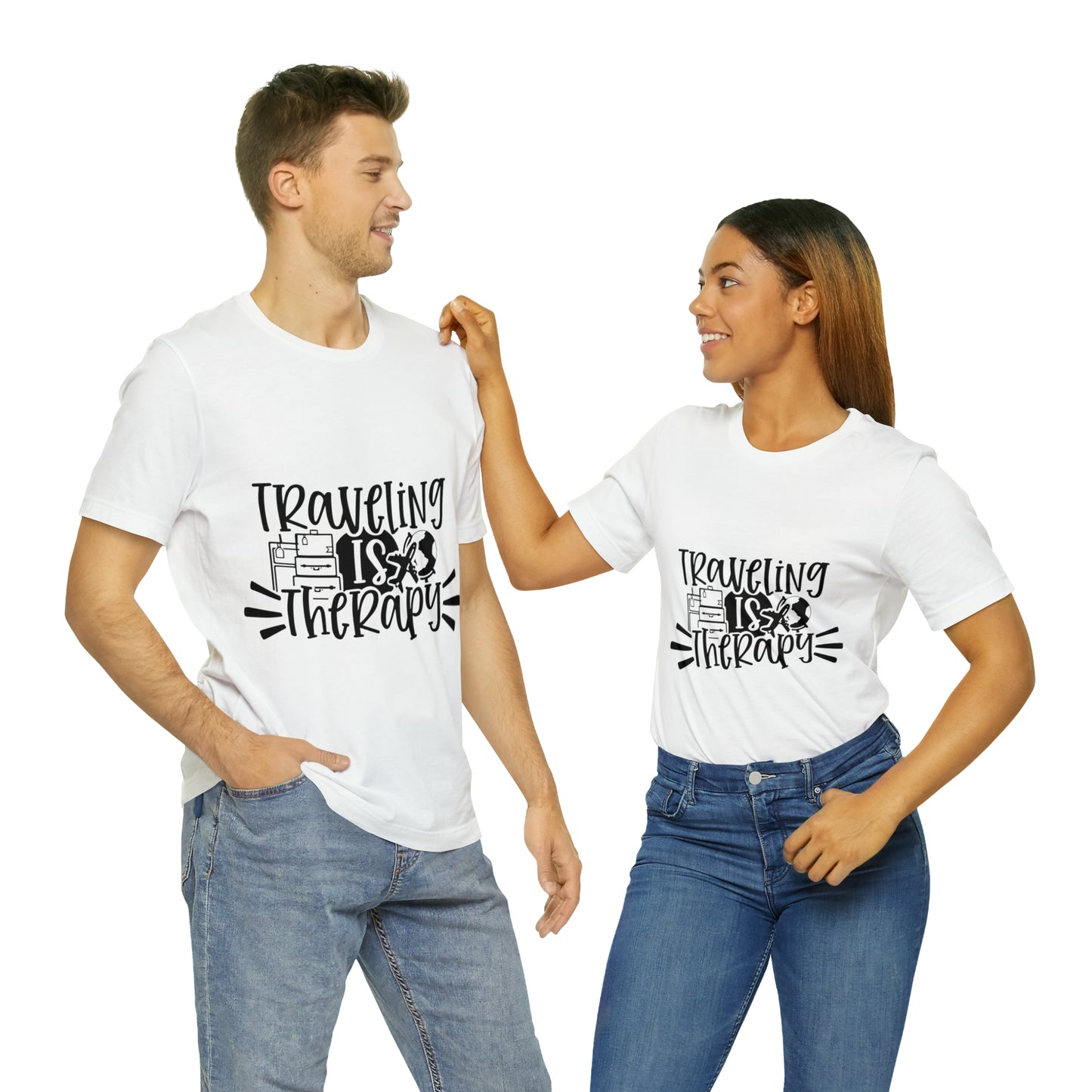 Unisex Traveling is therapy Jersey Short Sleeve Tee