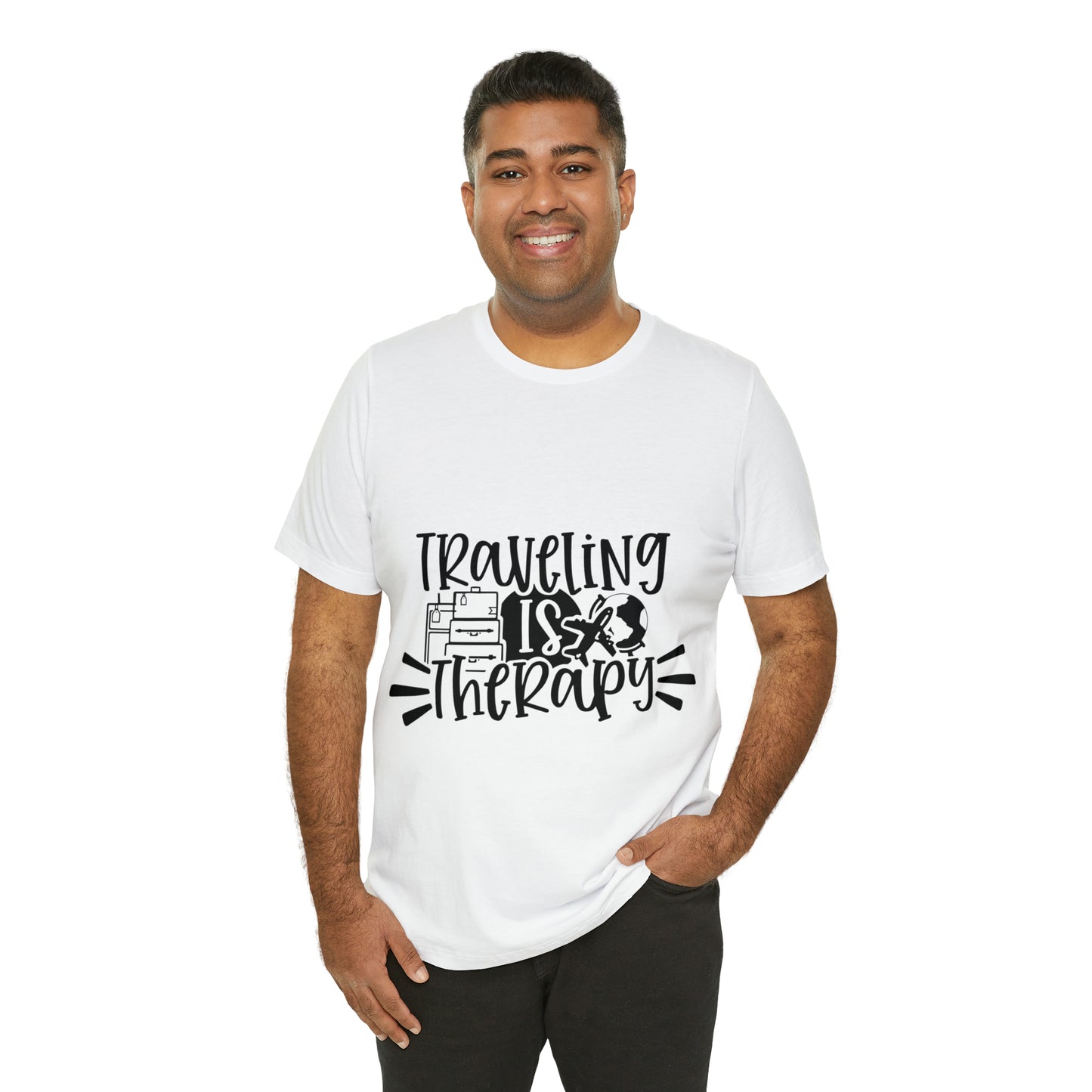 Unisex Traveling is therapy Jersey Short Sleeve Tee