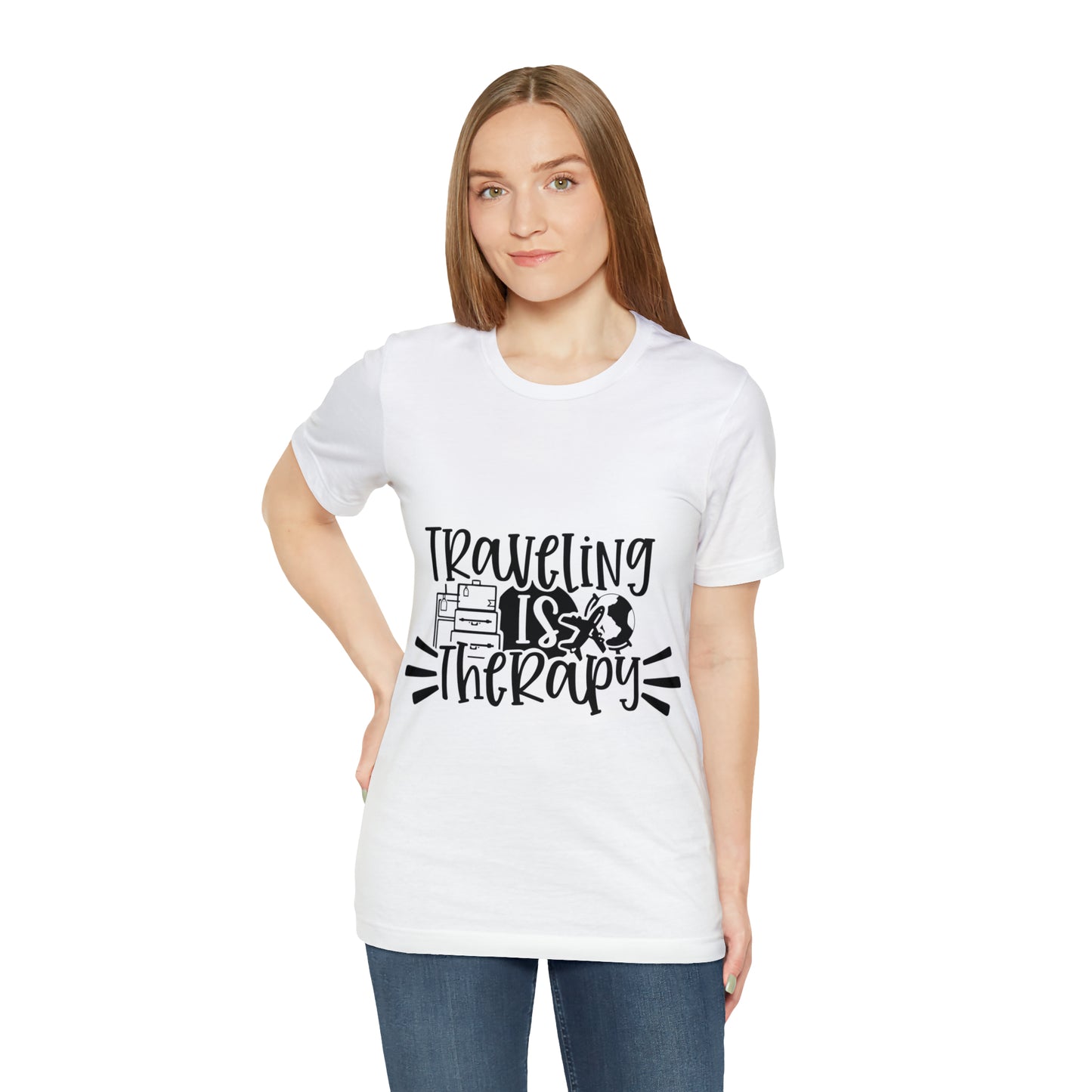 Unisex Traveling is therapy Jersey Short Sleeve Tee