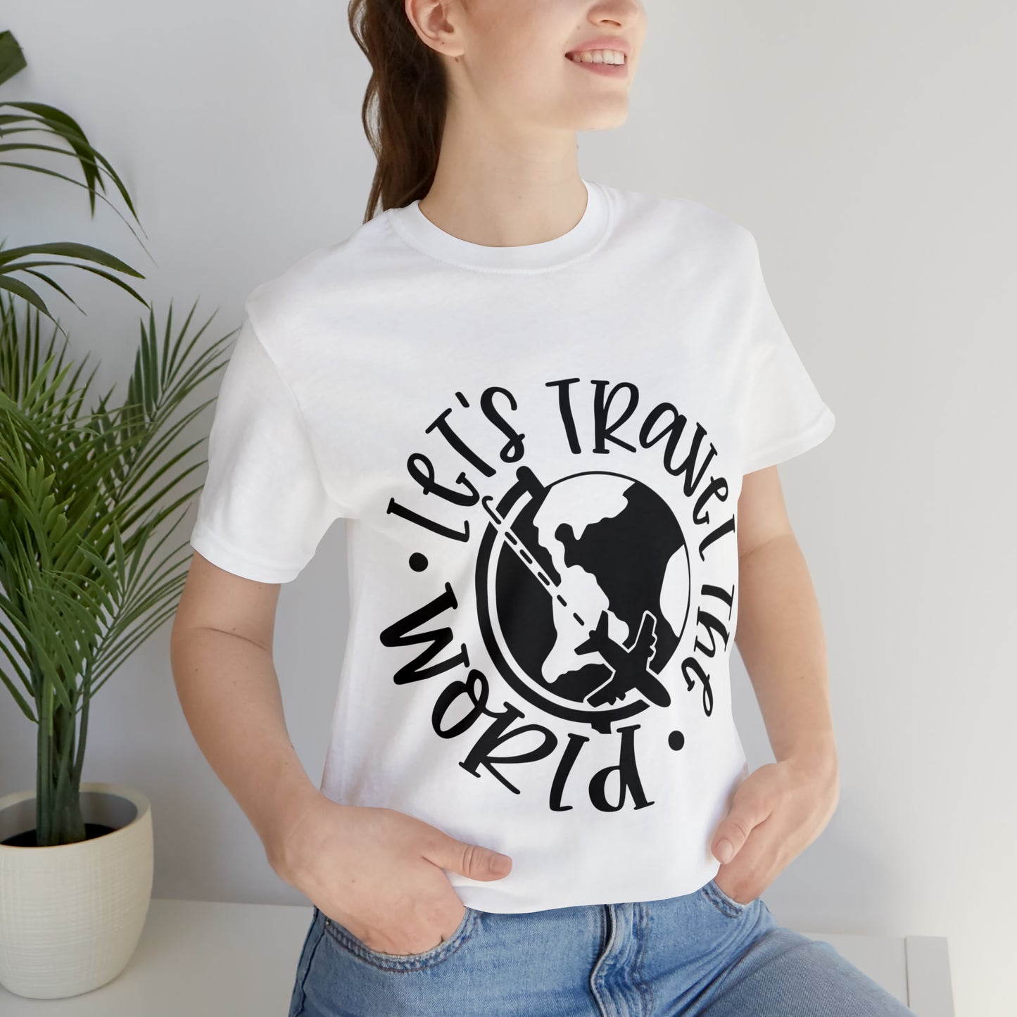 Unisex Lets Travel The World Jersey Short Sleeve Tee