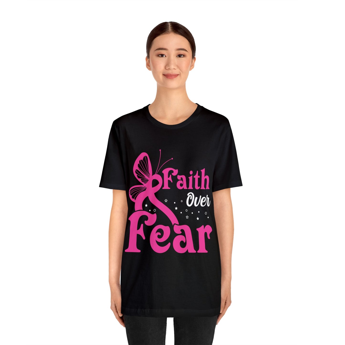 Unisex Faith over Fear Black Short Sleeve Tee