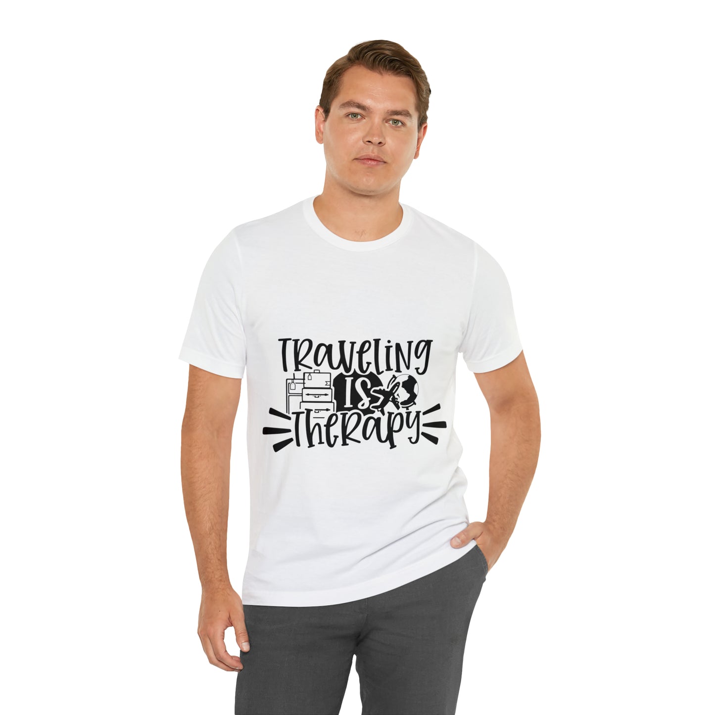 Unisex Traveling is therapy Jersey Short Sleeve Tee