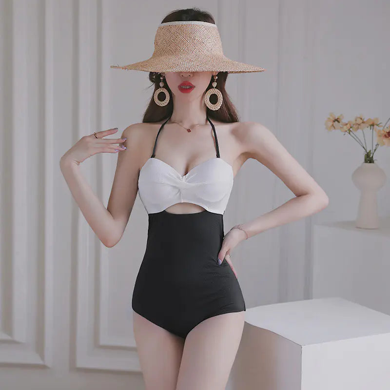 Color Matching Backless Slimming Swimwear