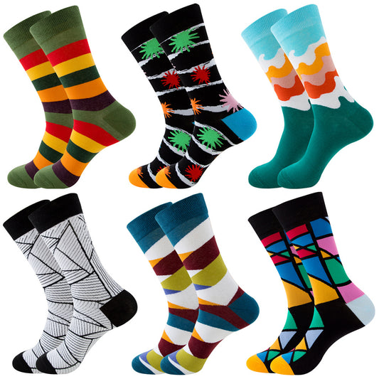 Striped Men's Socks Square Tube Socks Wave Women's Socks - info-7699