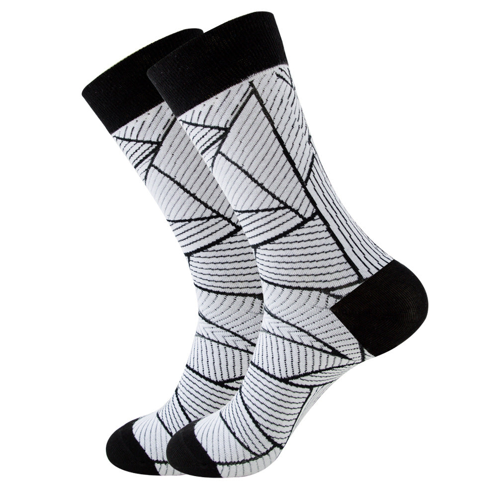 Striped Men's Socks Square Tube Socks Wave Women's Socks - info-7699