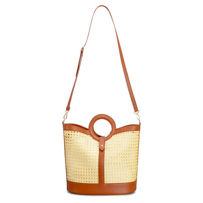 Hand Braided Bags Rattan Bucket Summer Beach Handbags