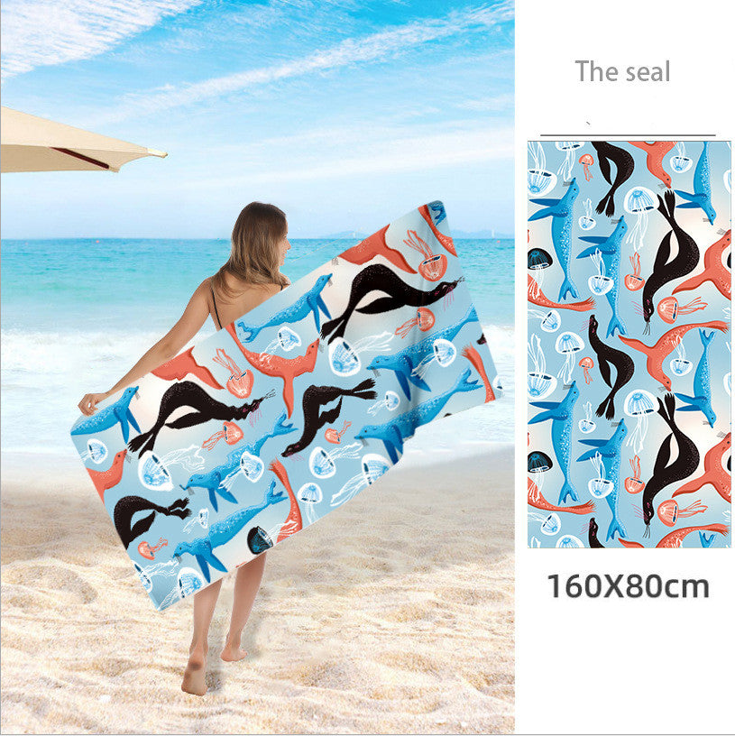 Double Sided Fleece Printed Beach Towel Microfiber Beach Towel - info-7699